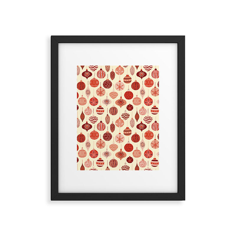 Christmas Ornaments Red Pink Beige Pattern Framed Art Print Gallery Image 6