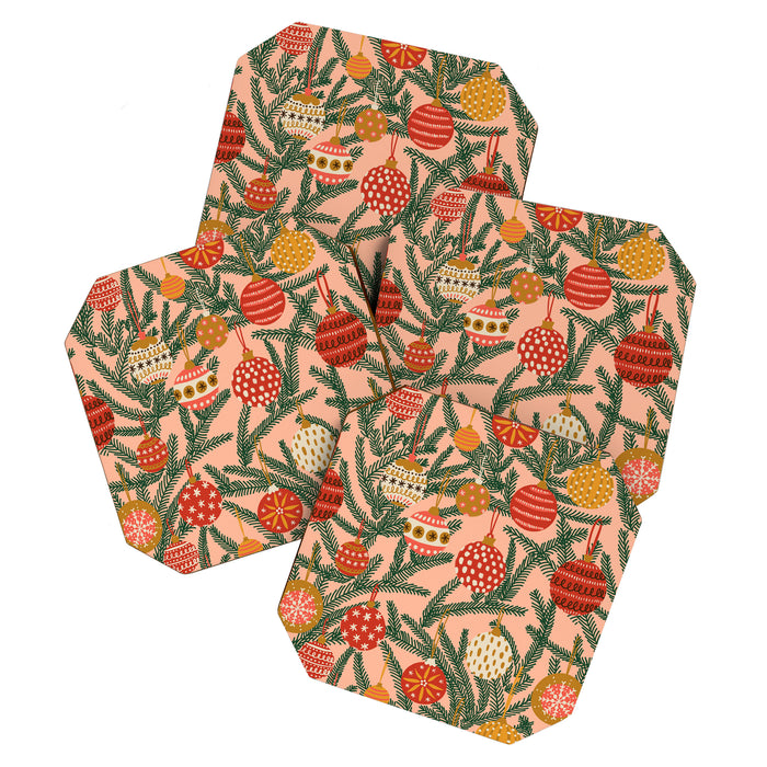 Christmas Tree Ornaments Pattern Coaster Gallery Image 1