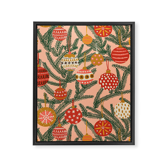 Christmas Tree Ornaments Pattern Framed Canvas Print Gallery Image 1