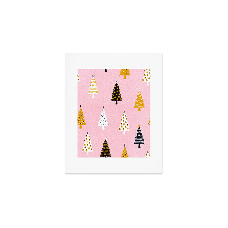 Christmas Trees Modern Pink Pattern #pinkchristmas #christmaspattern Art Print Gallery Image 1