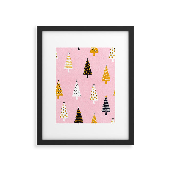 Christmas Trees Modern Pink Pattern #pinkchristmas #christmaspattern Framed Art Print Gallery Image 1