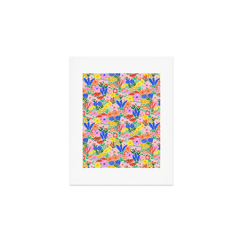 Colorful Summer Flower Meadow Happy Hand Drawn Wildflowers Art Print Gallery Image 1