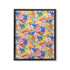 Colorful Summer Flower Meadow Happy Hand Drawn Wildflowers Framed Canvas Print Gallery Image 6
