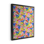 Colorful Summer Flower Meadow Happy Hand Drawn Wildflowers Framed Canvas Print Gallery Image 2