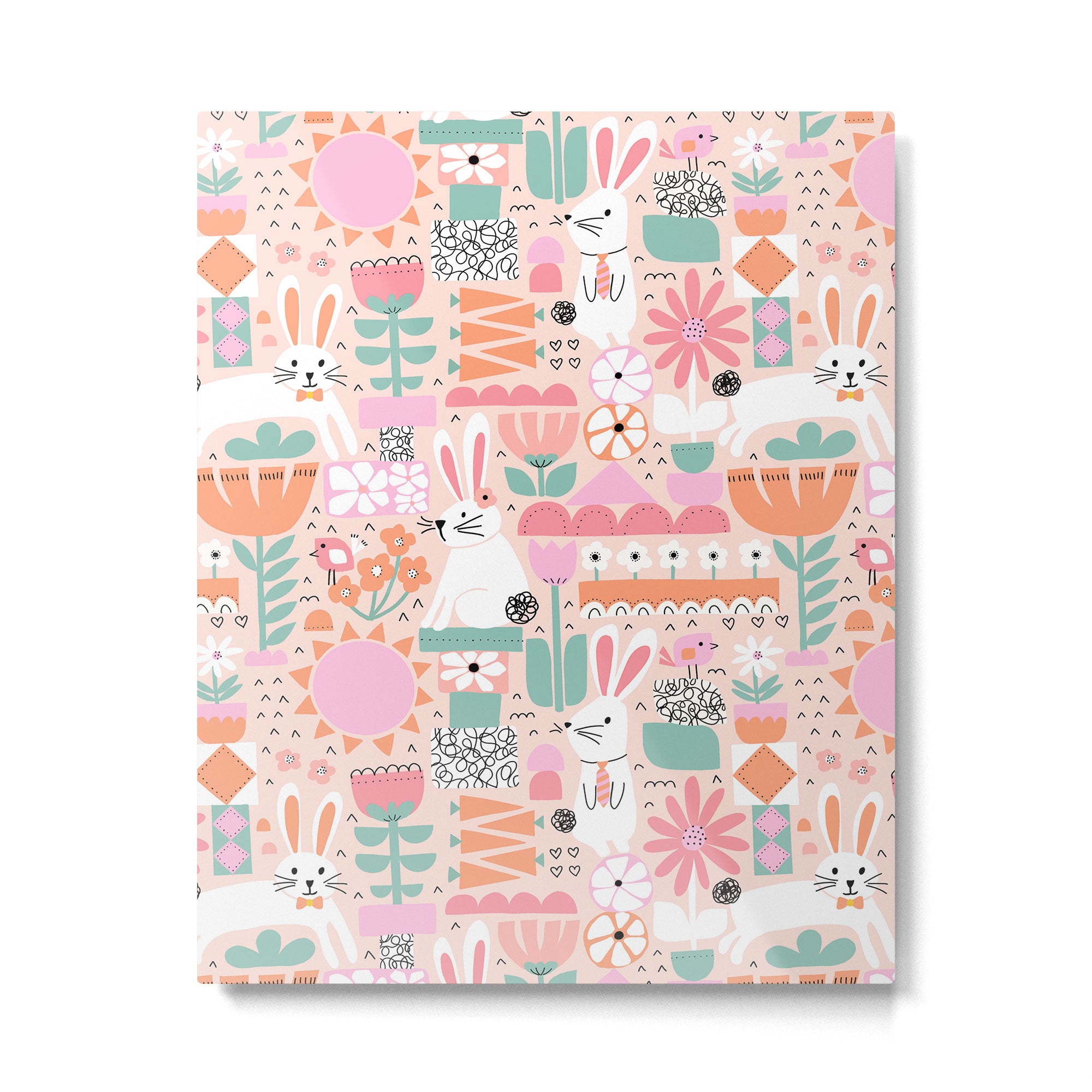Cute Bunnies Pink Metal Print Gallery Image 6