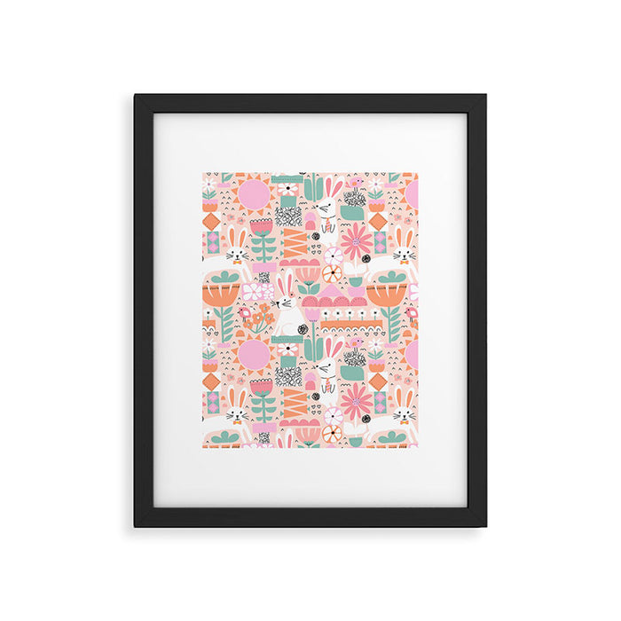 Cute Bunnies Pink Framed Art Print Gallery Image 1