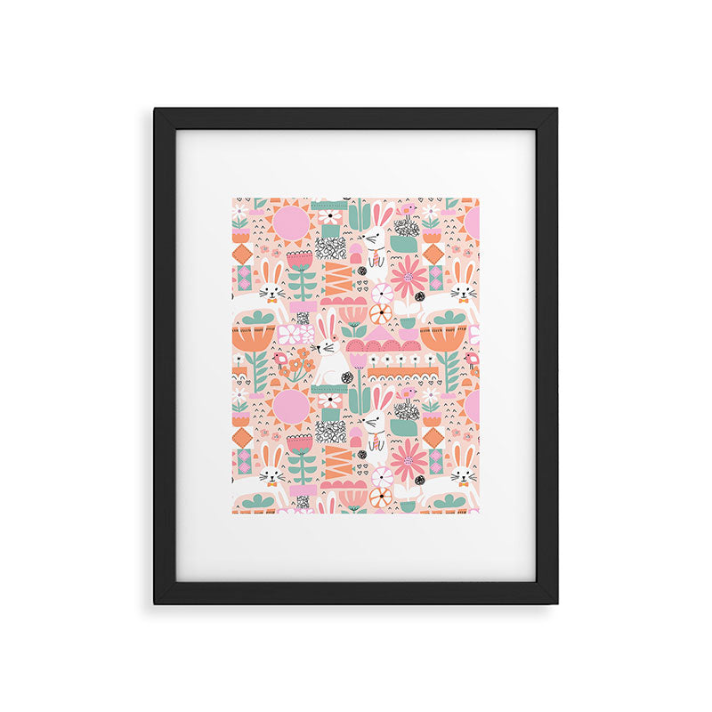 Cute Bunnies Pink Framed Art Print Gallery Image 6