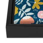 Cute Vintage Flower Pattern Scandinavian Folk Art Framed Canvas Print Gallery Image 3