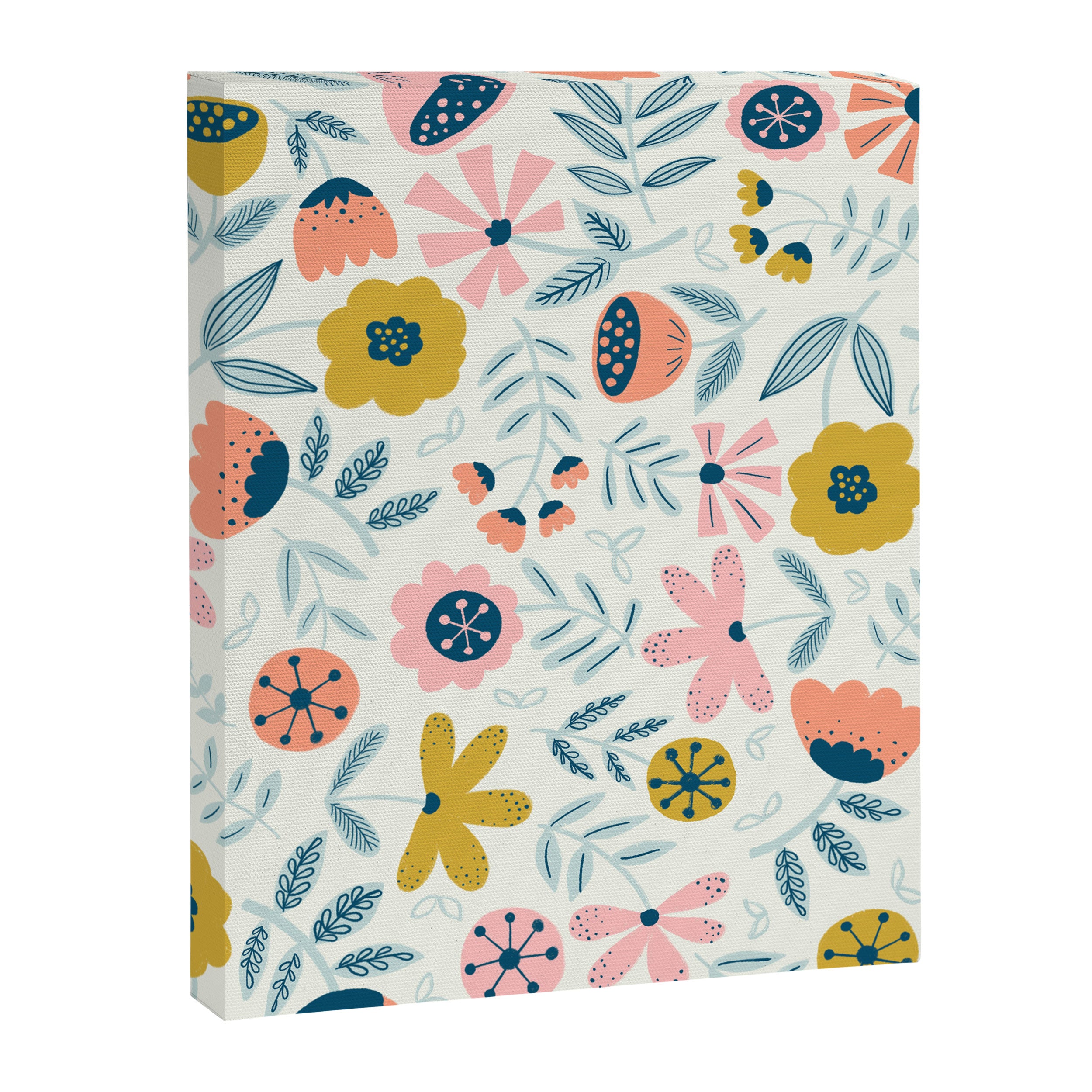 Cute Vintage Flower Pattern Scandinavian Folk Art Canvas Print Gallery Image 8
