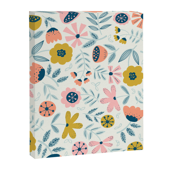 Cute Vintage Flower Pattern Scandinavian Folk Art Canvas Print Gallery Image 1