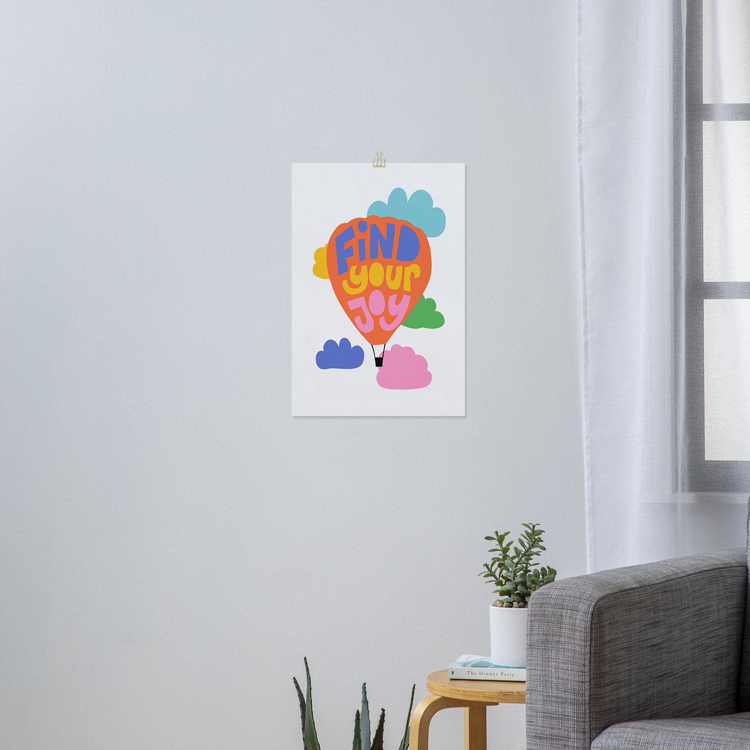 Find Your Joy Hot Air Ballon - Positive Quote Art Print Gallery Image 3