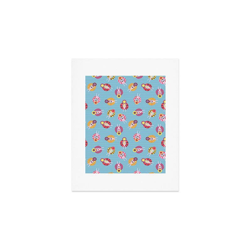 Floating in the Pool Pattern. Women on colorful floaties. Art Print Gallery Image 1