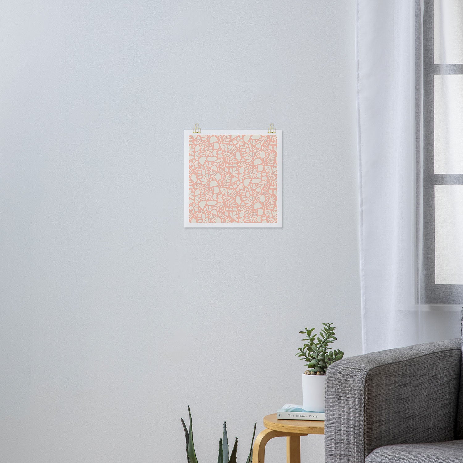 Flower Collage Peach Pink White Art Print Gallery Image 3