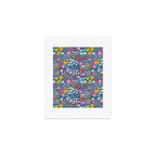 Flowers And Cats Blue Pink Yellow Art Print Gallery Image 1