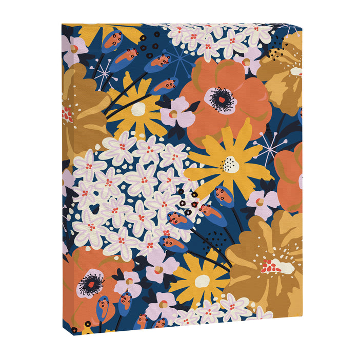 Flowers Hydrangena Poppy Blue Pattern Canvas Print Gallery Image 1