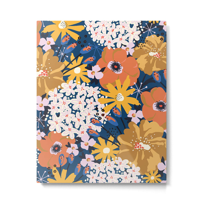 Flowers Hydrangena Poppy Blue Pattern Metal Print Gallery Image 1