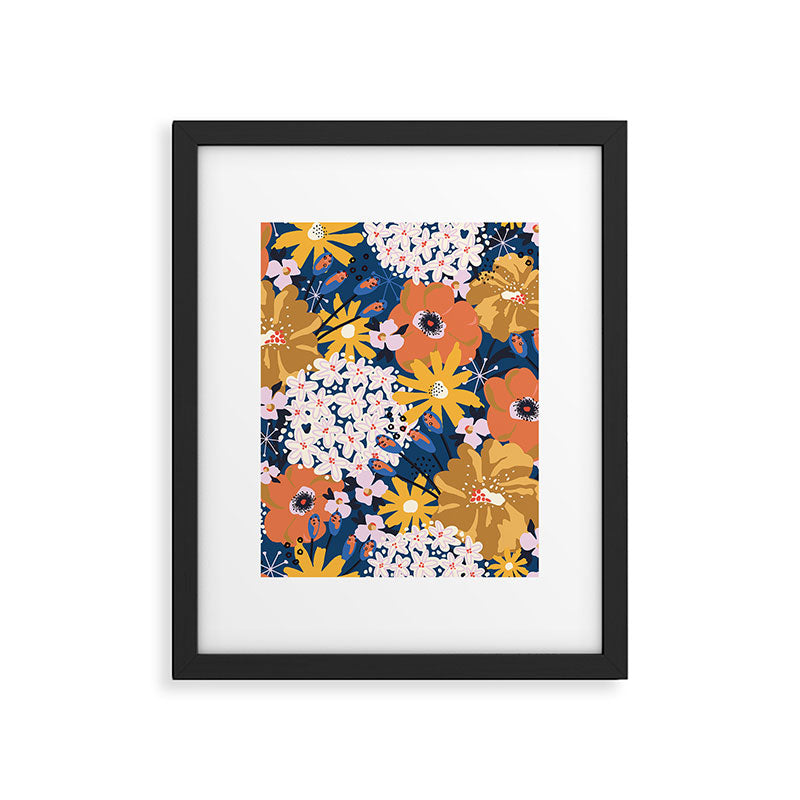 Flowers Hydrangena Poppy Blue Pattern Framed Art Print Gallery Image 6