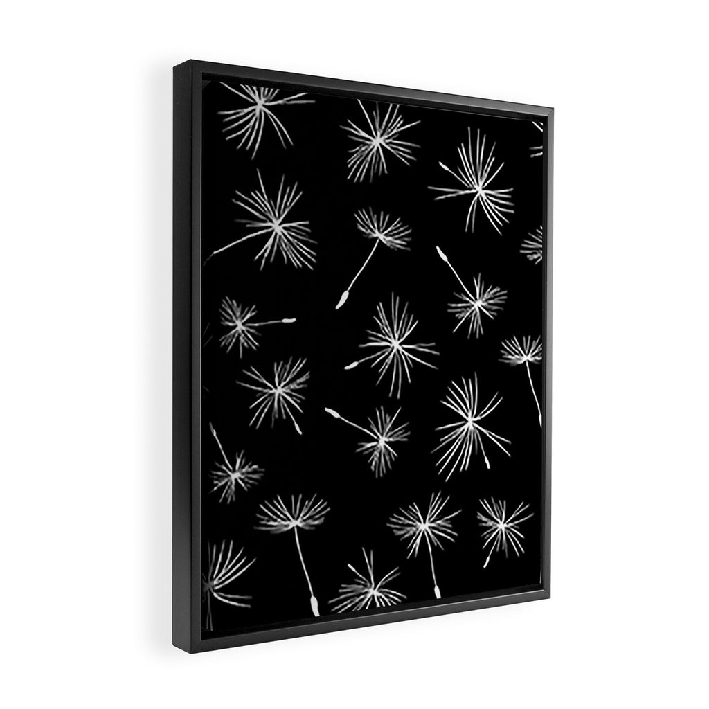 Flying Dandelions Black White Framed Canvas Print Gallery Image 2
