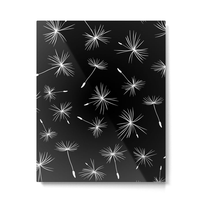 Flying Dandelions Black White Metal Print Gallery Image 1