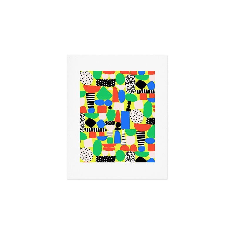 Geometric Collage Matisse Style Green Red Blue Red Pattern Art Print Gallery Image 1