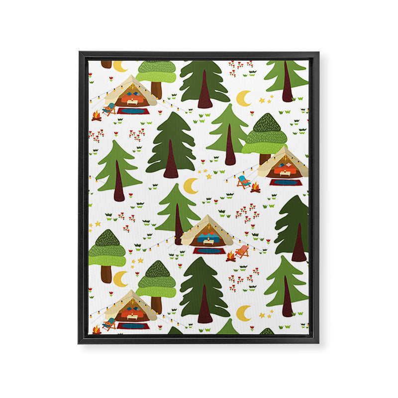 Glamping between trees. Campnight. Framed Canvas Print Gallery Image 8