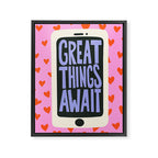 Great Things Await Phone Tweenager Motivational Quote Framed Canvas Print Gallery Image 6