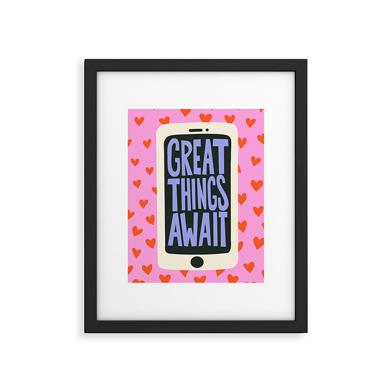 Great Things Await Phone Tweenager Motivational Quote Framed Art Print Gallery Image 5