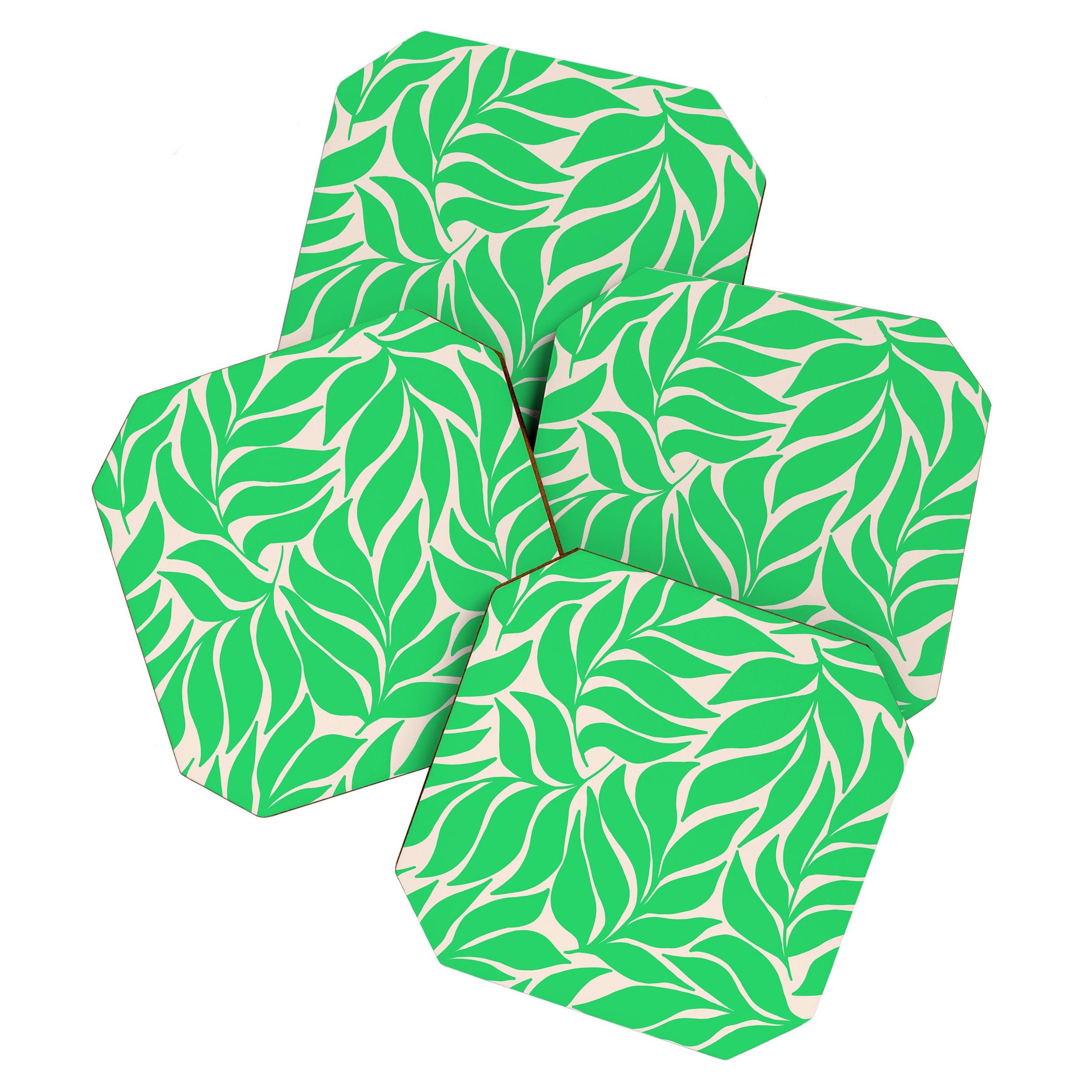Green Palm Leaves Pattern Coaster Gallery Image 1