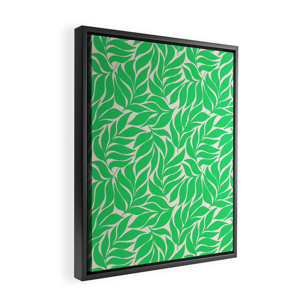 Green Palm Leaves Pattern Framed Canvas Print Gallery Image 2