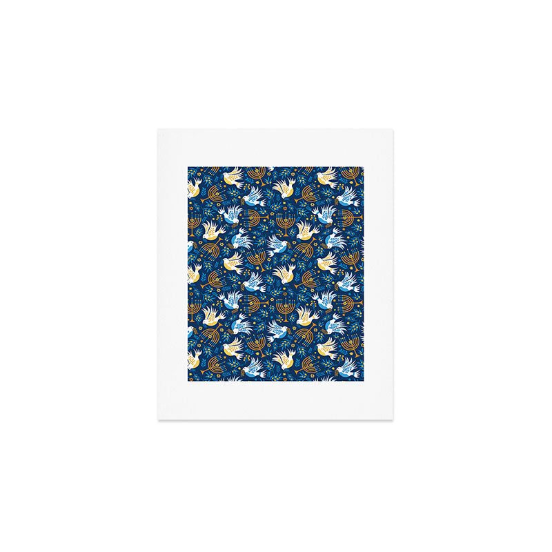 Hanukkah Blue Pattern Art Print Gallery Image 1