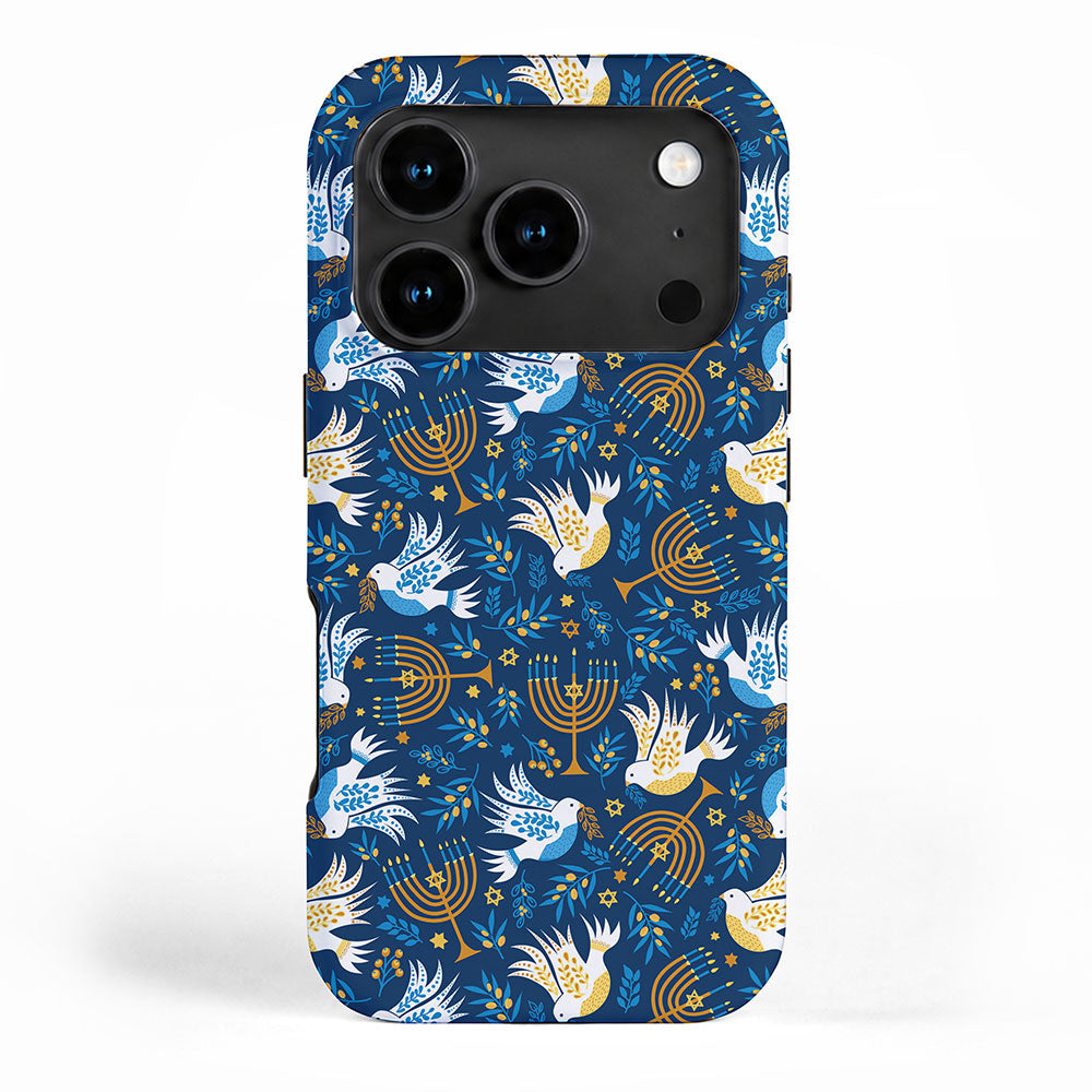 Hanukkah Blue Pattern iPhone Case Gallery Image 1