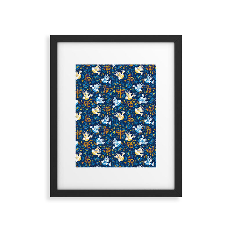 Hanukkah Blue Pattern Framed Art Print Gallery Image 6