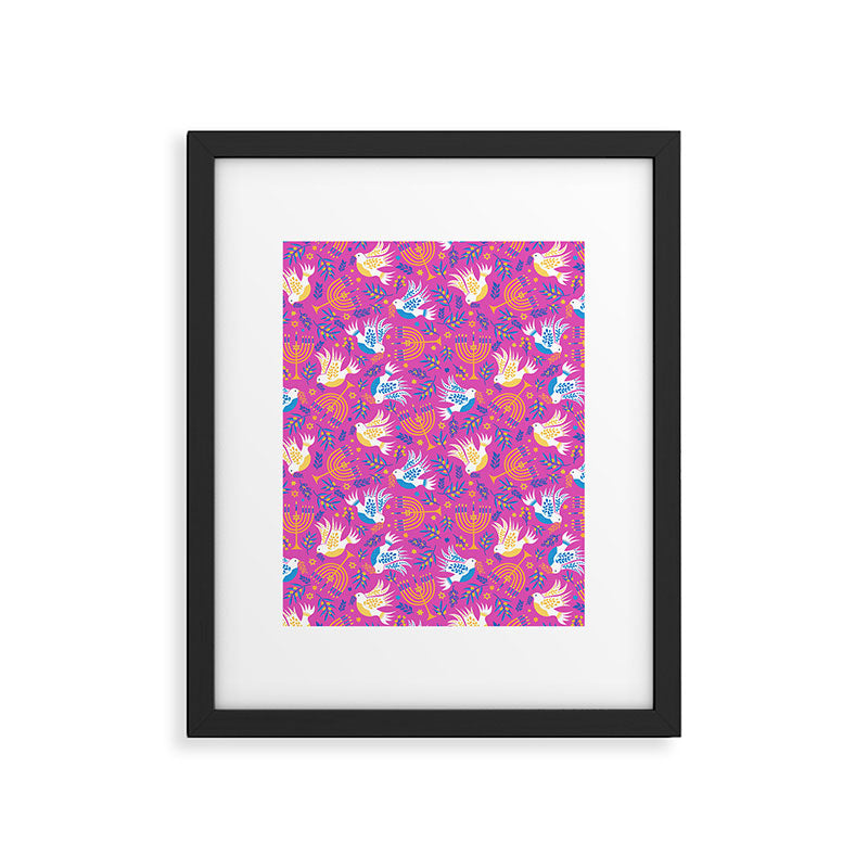 Hanukkah Pink Pattern Framed Art Print Gallery Image 6