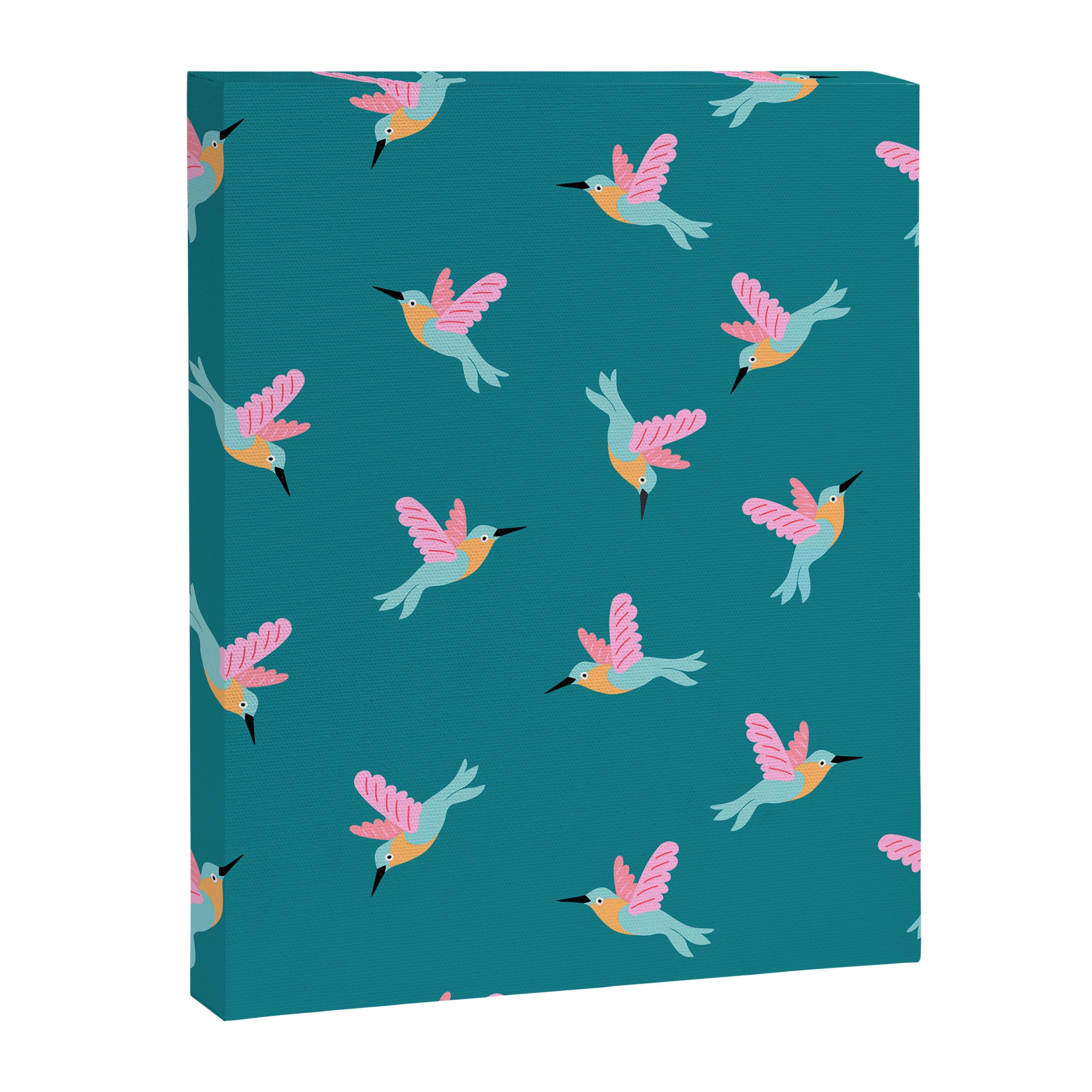 Happy Little Humming Birds on Dark Teal Canvas Print Gallery Image 6