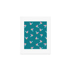 Happy Little Humming Birds on Dark Teal Art Print Gallery Image 1