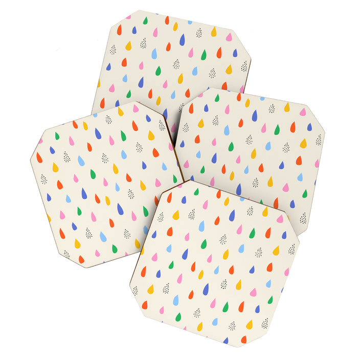 Happy Raindrops - Kids Minimalist Pattern Coaster Gallery Image 1