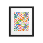 Happy Snakes Light - Bright Rainbow Textured Snakes With Funky Geometric Patterns on Cream Framed Art Print Gallery Image 4