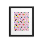 Happy Tropical Jungle Birds Toucan Hummingbird Parrot Pink Framed Art Print Gallery Image 6