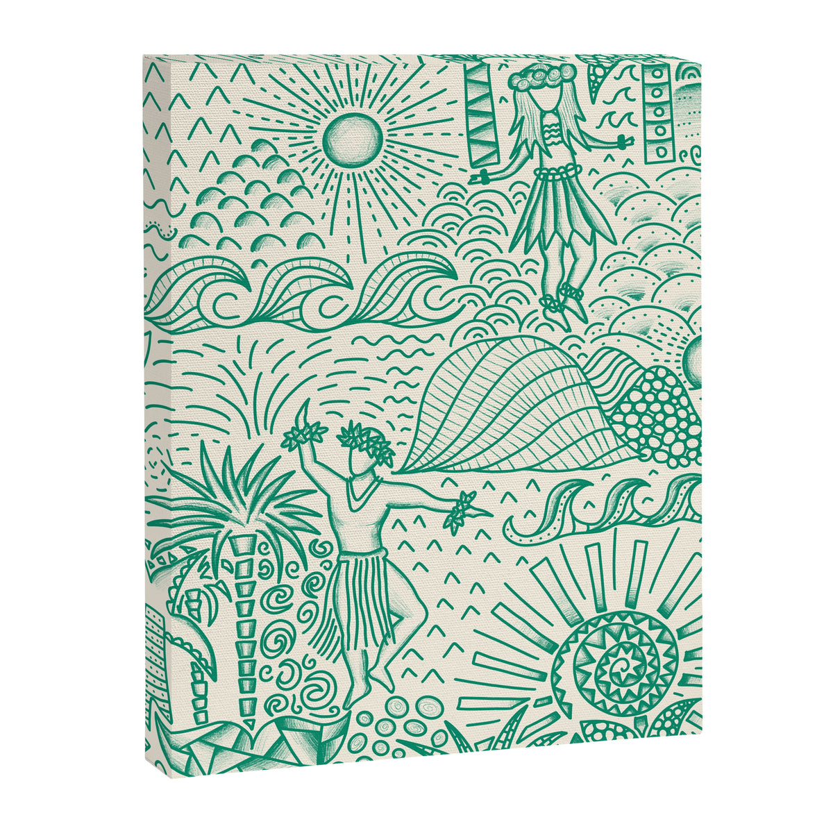 Hawaiian Hula Dancer Toile - Green Canvas Print Gallery Image 8