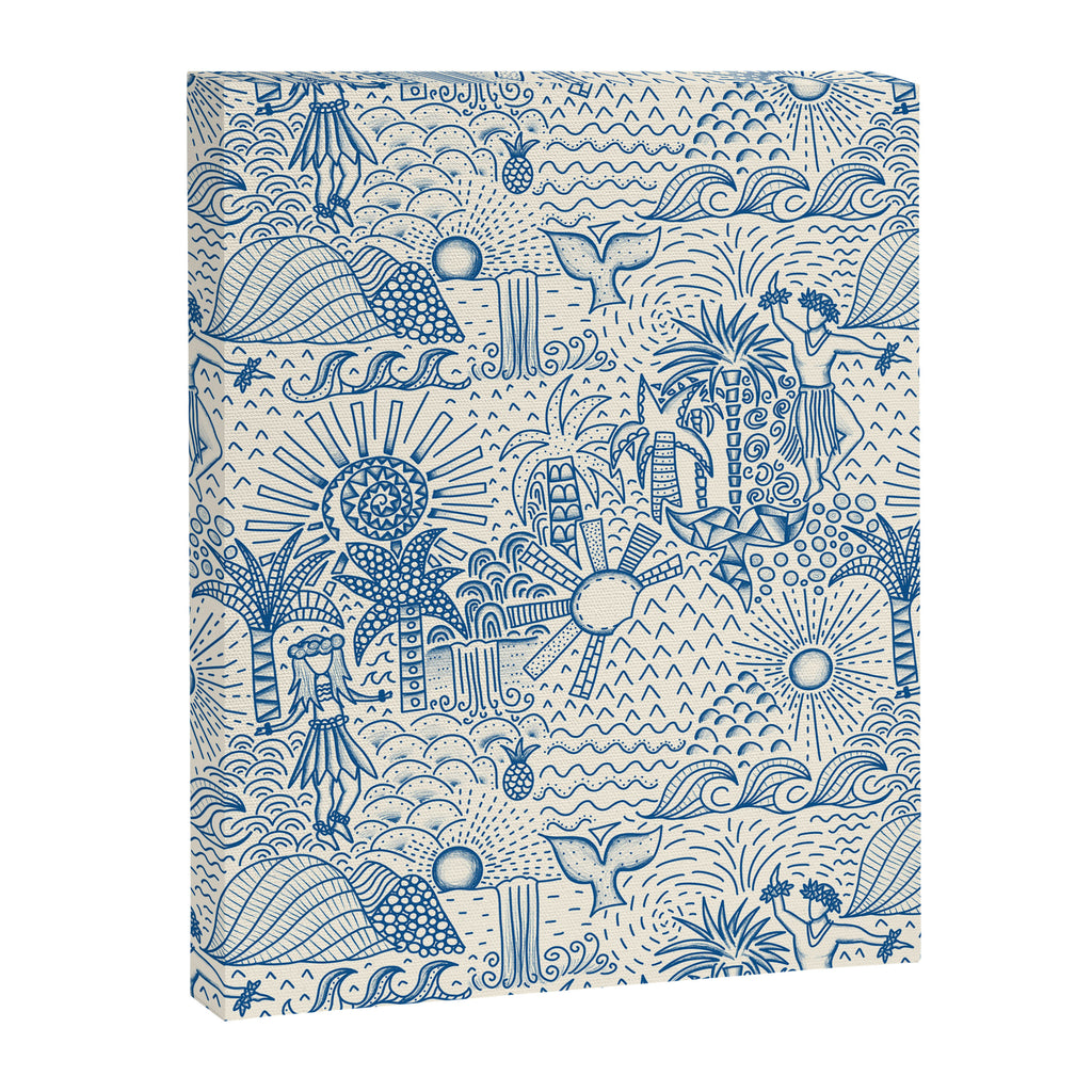 Hawaiian Toile Blue Canvas Print Gallery Image 8
