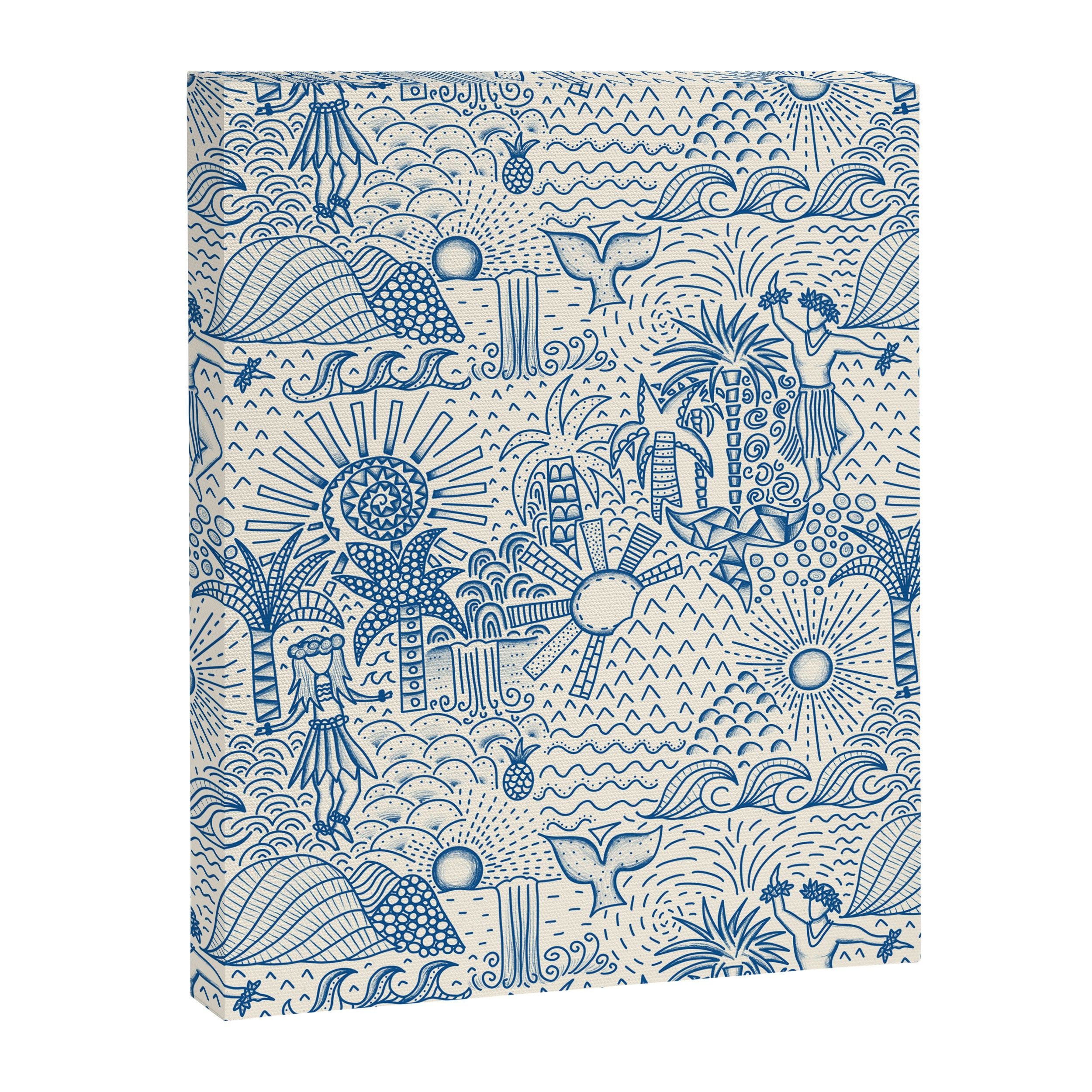 Hawaiian Toile Blue Canvas Print Gallery Image 8