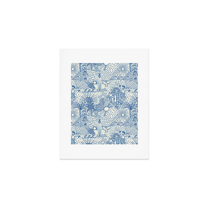 Hawaiian Toile Blue Art Print Gallery Image 1