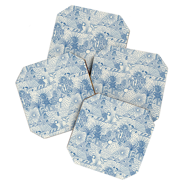 Hawaiian Toile Blue Coaster Gallery Image 1