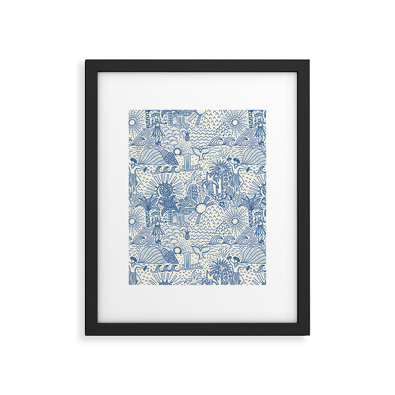 Hawaiian Toile Blue Framed Art Print Gallery Image 6