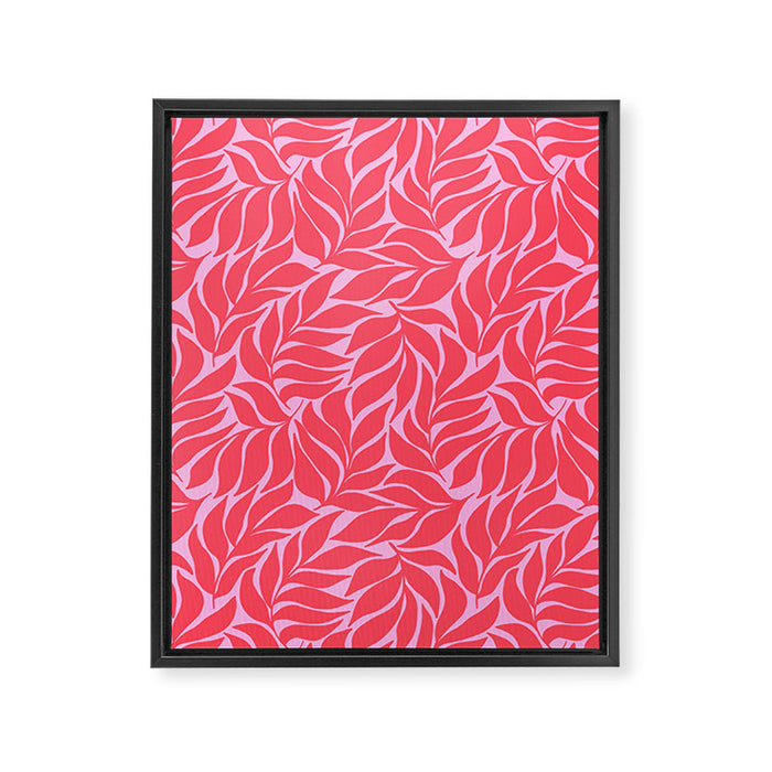 Hot Pink Tropical Palm Leaves Framed Canvas Print Gallery Image 1