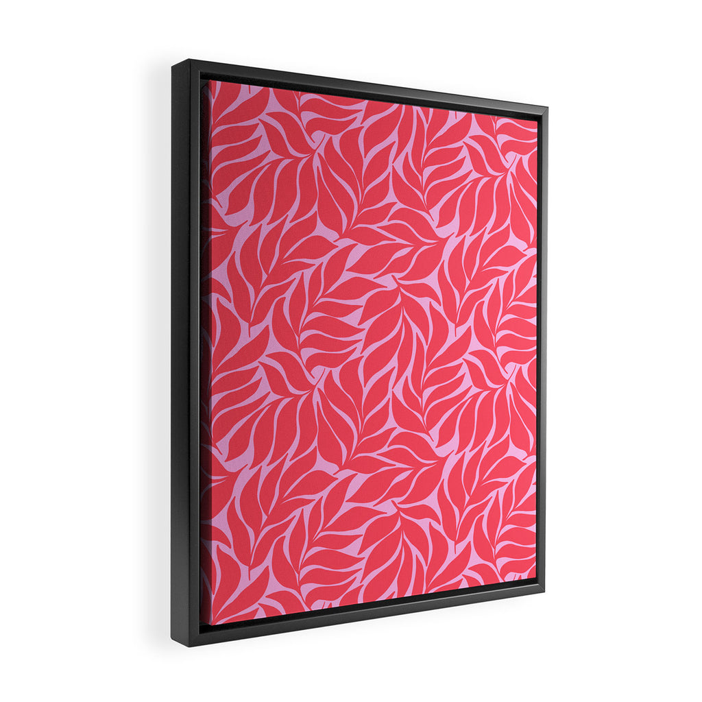 Hot Pink Tropical Palm Leaves Framed Canvas Print Gallery Image 2