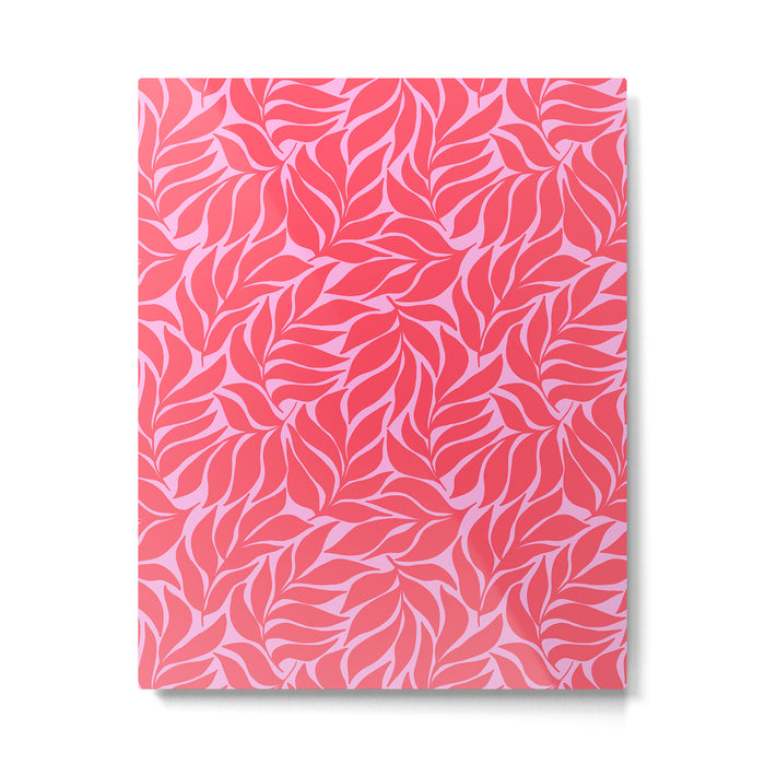 Hot Pink Tropical Palm Leaves Metal Print Gallery Image 1