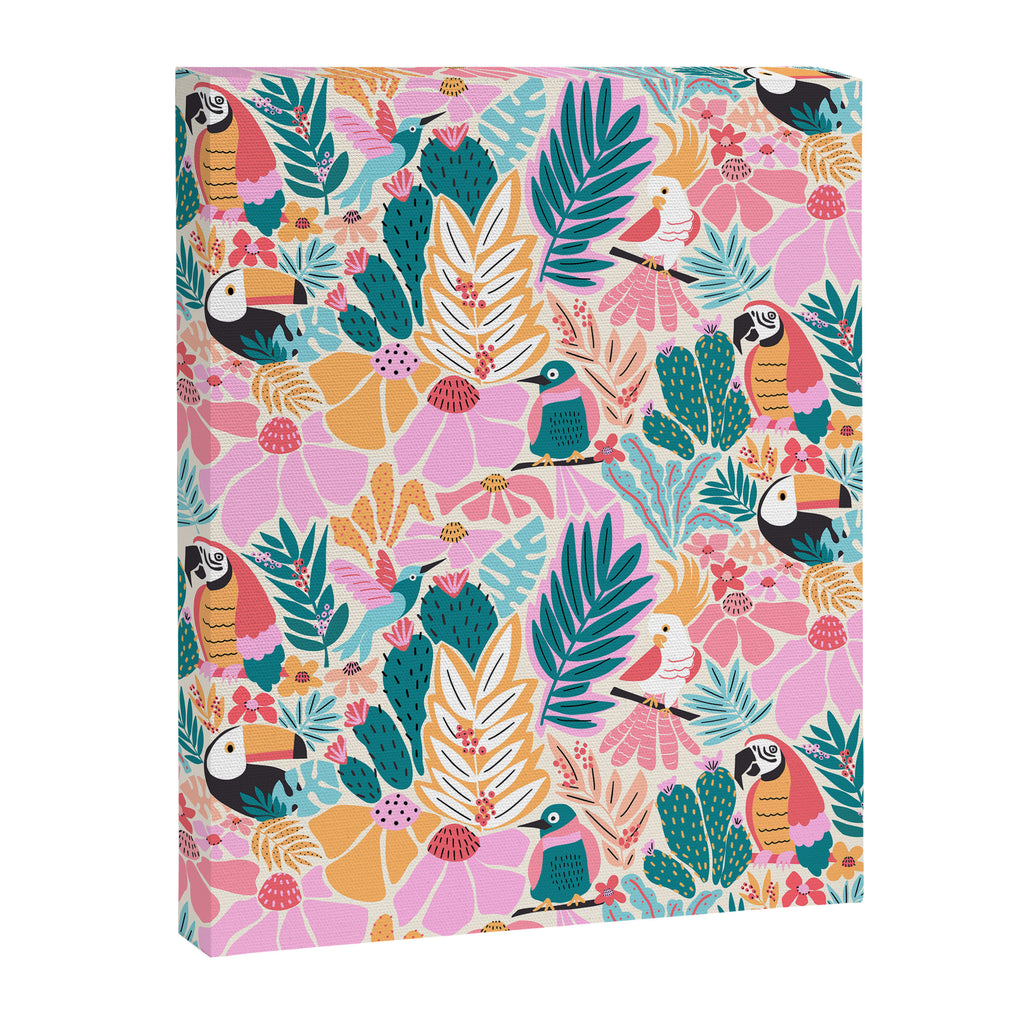 Joyful Jungle Birds In The Happy Pastel Tropics Canvas Print Gallery Image 6