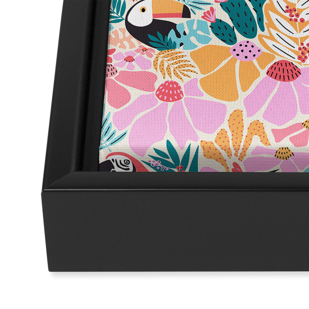 Joyful Jungle Birds In The Happy Pastel Tropics Framed Canvas Print Gallery Image 3
