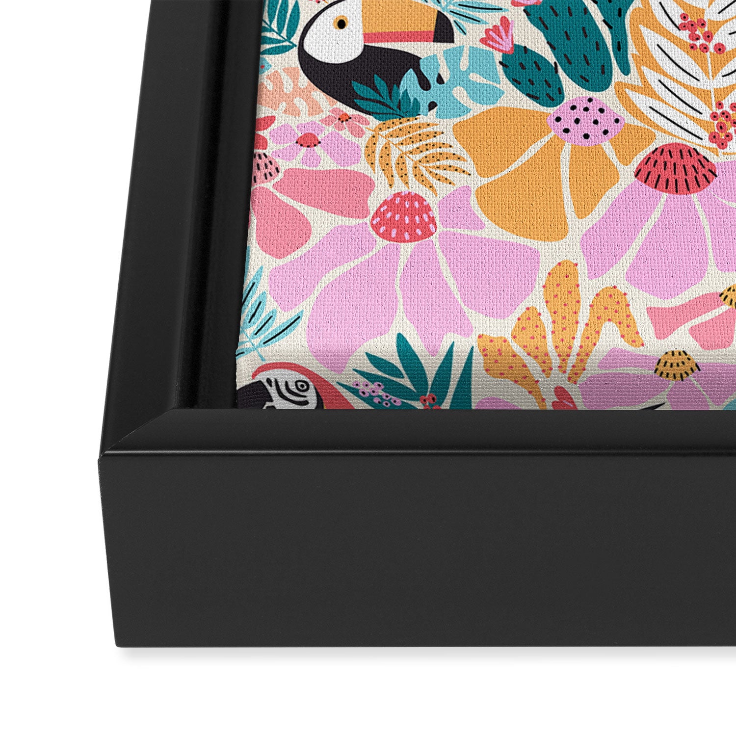 Joyful Jungle Birds In The Happy Pastel Tropics Framed Canvas Print Gallery Image 3